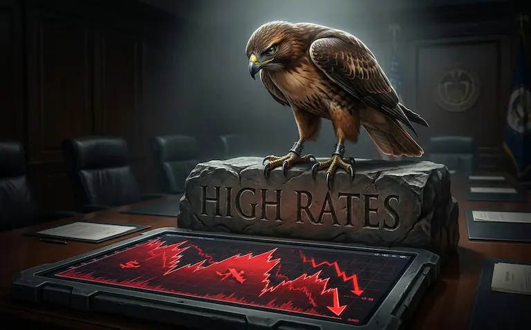 매파적 연준(Hawk)의 고금리(High Rates) 유지와 증시 하락 차트